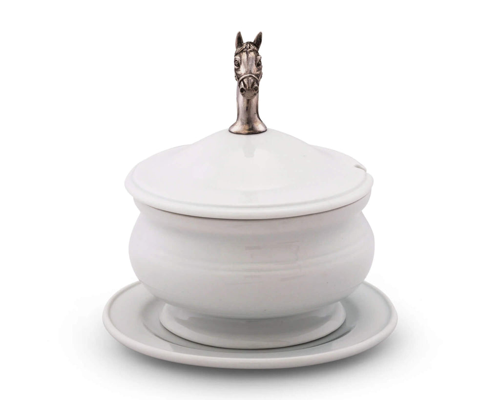 Porcelain Lidded Bowl - Horse