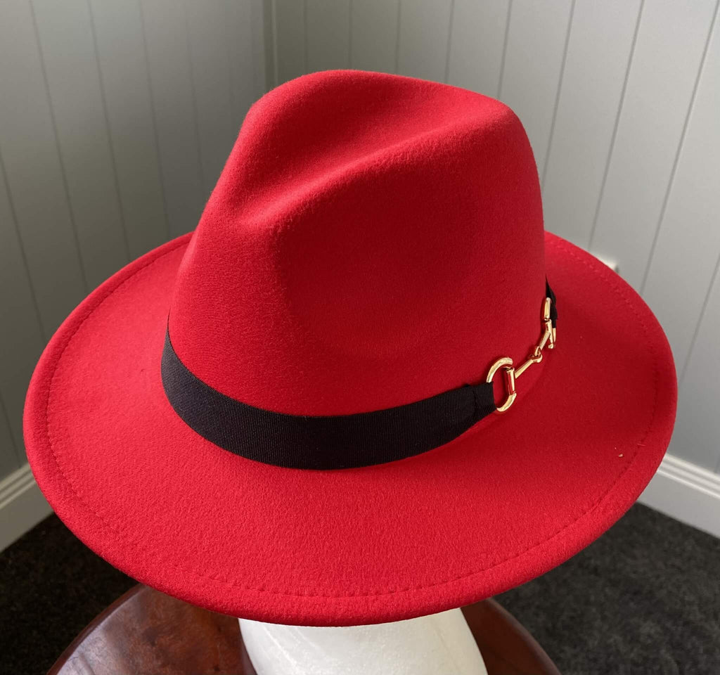 Red Panama Hat Snaffle Bit Band - Medium