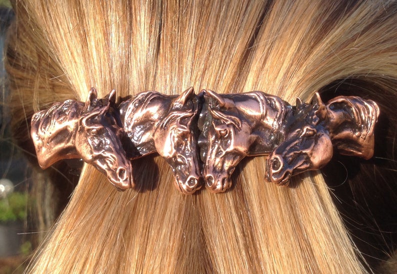 4 Horse Hair Barrette, Antique Copper