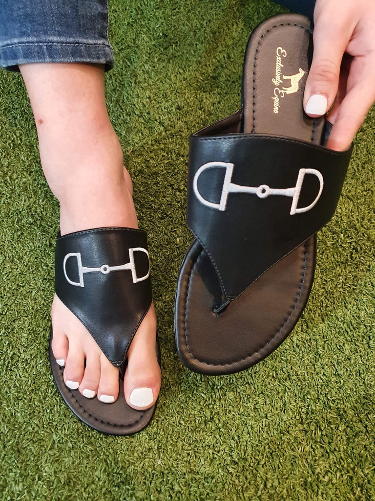 Black with White Snaffle Flip Flop