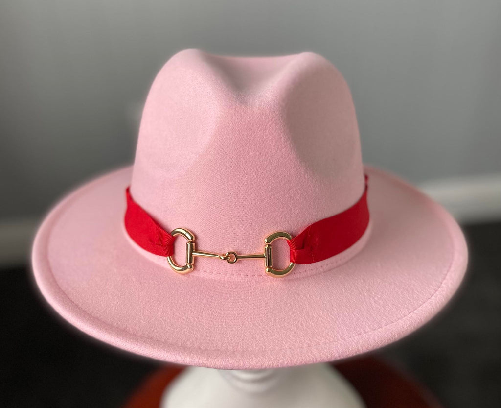 Pale  Pink Panama Hat  Snaffle Bit Band