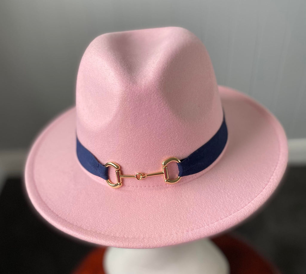 Pale  Pink Panama Hat  Snaffle Bit Band