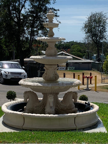 4 Tier Horse Fountain with Wave Pond