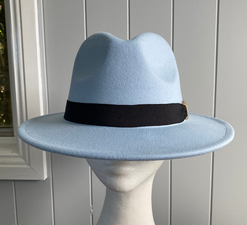 Pale Blue Panama Hat -Snaffle Bit Band - Large