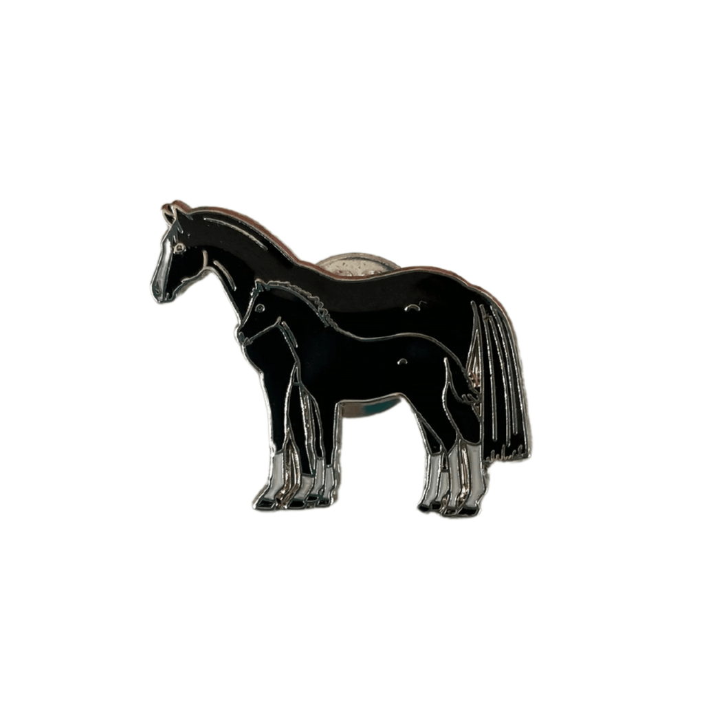 Mare & Foal lapel pin -Black