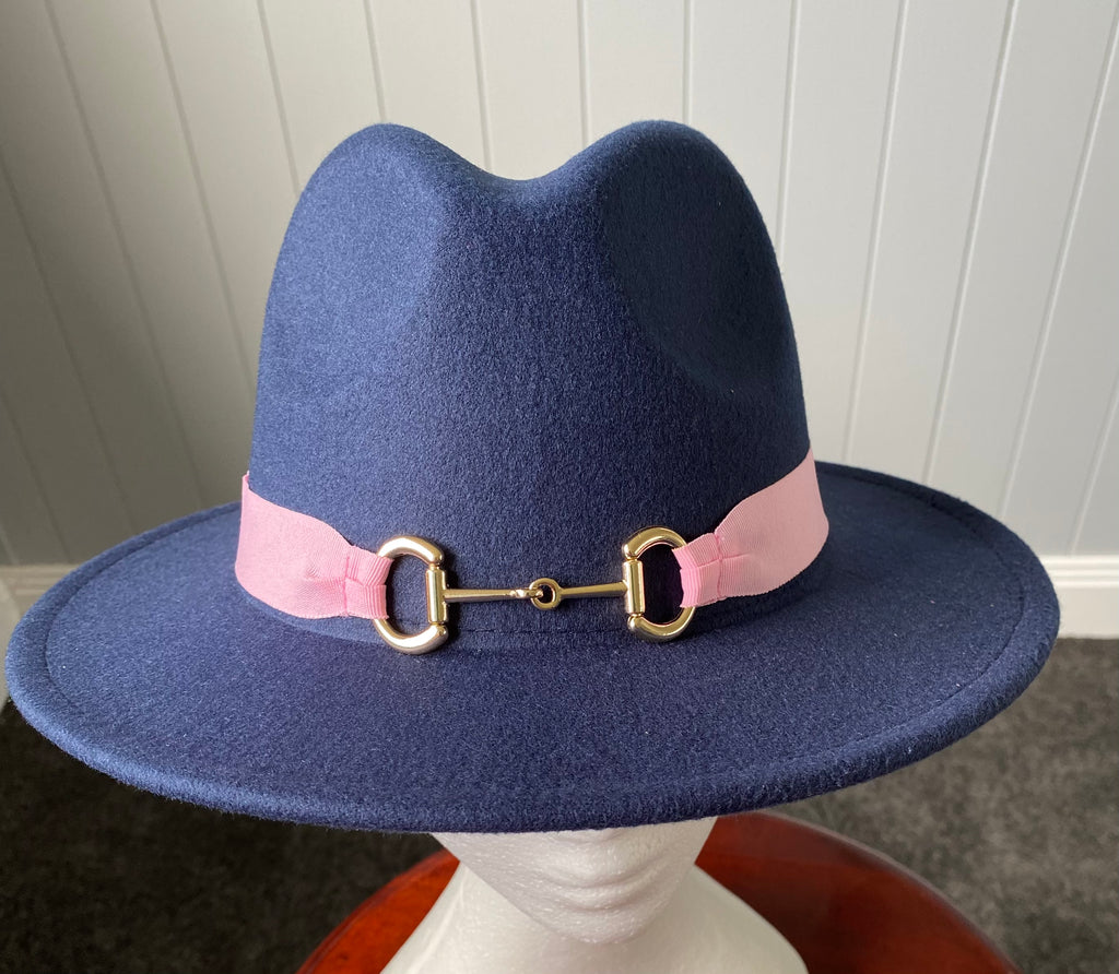Navy Panama Hat - Snaffle Bit Band