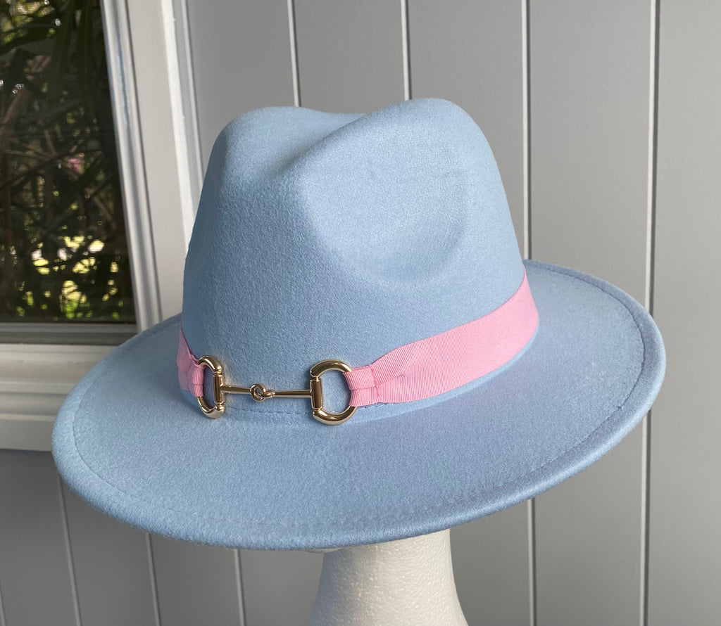 Pale Blue Panama Hat  -Snaffle Bit Band