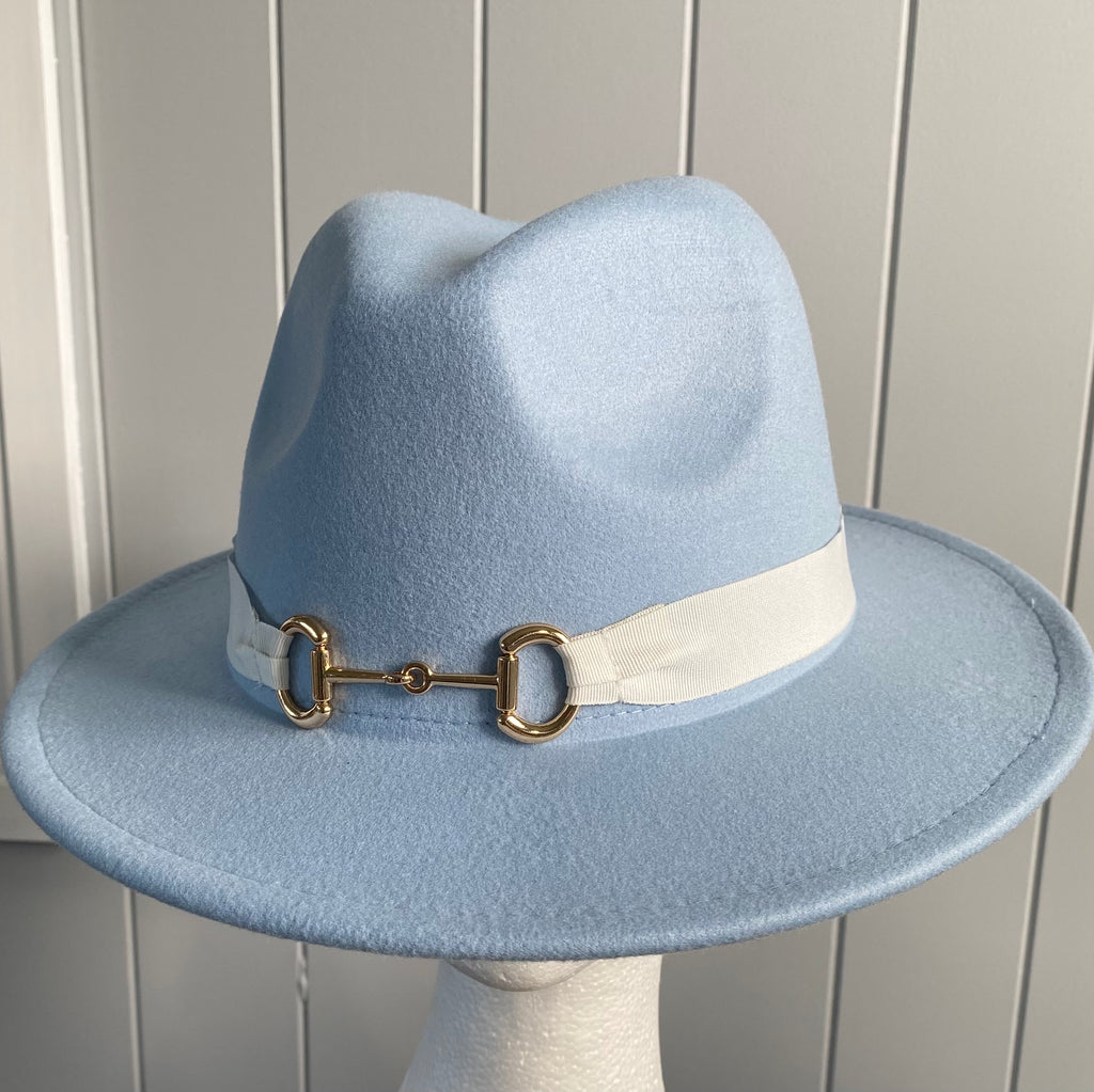 Pale Blue Panama Hat  -Snaffle Bit Band