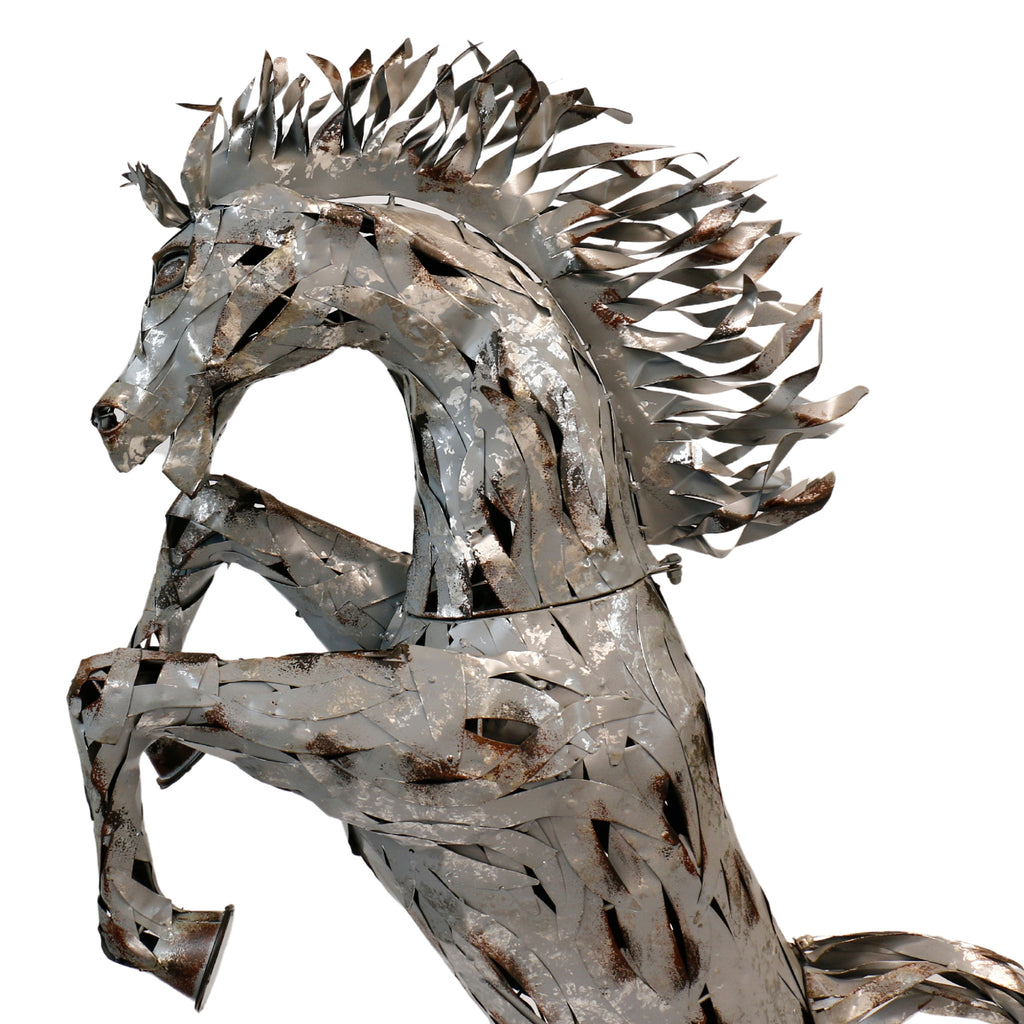 Silver Horse Garden Statue