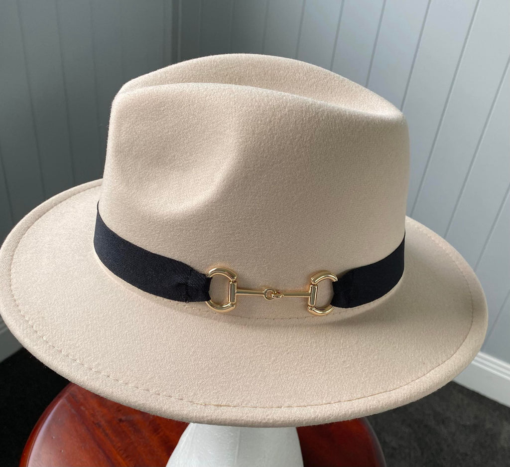 Beige Panama Hat Snaffle Bit Band - Medium