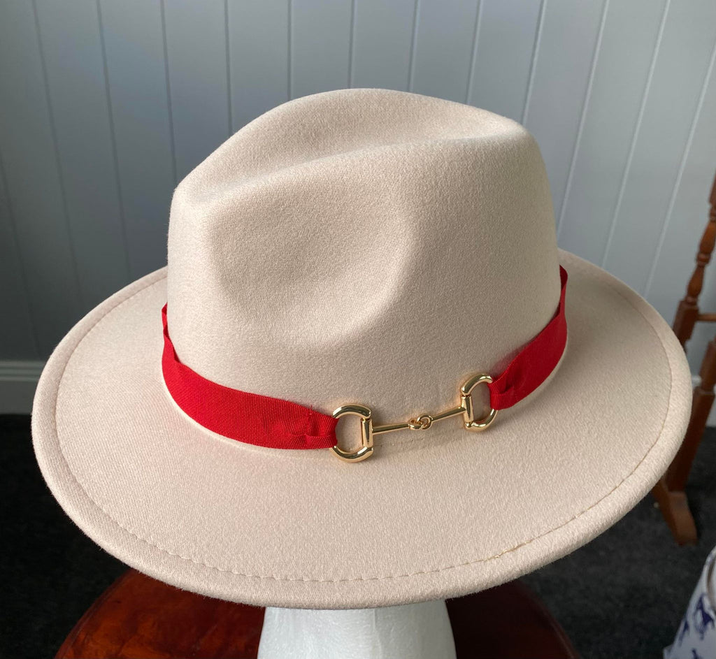 Beige Panama Hat Snaffle Bit Band - Medium