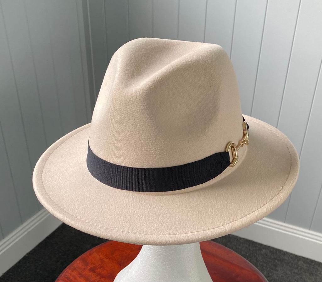 Beige Panama Hat Snaffle Bit Band - Small