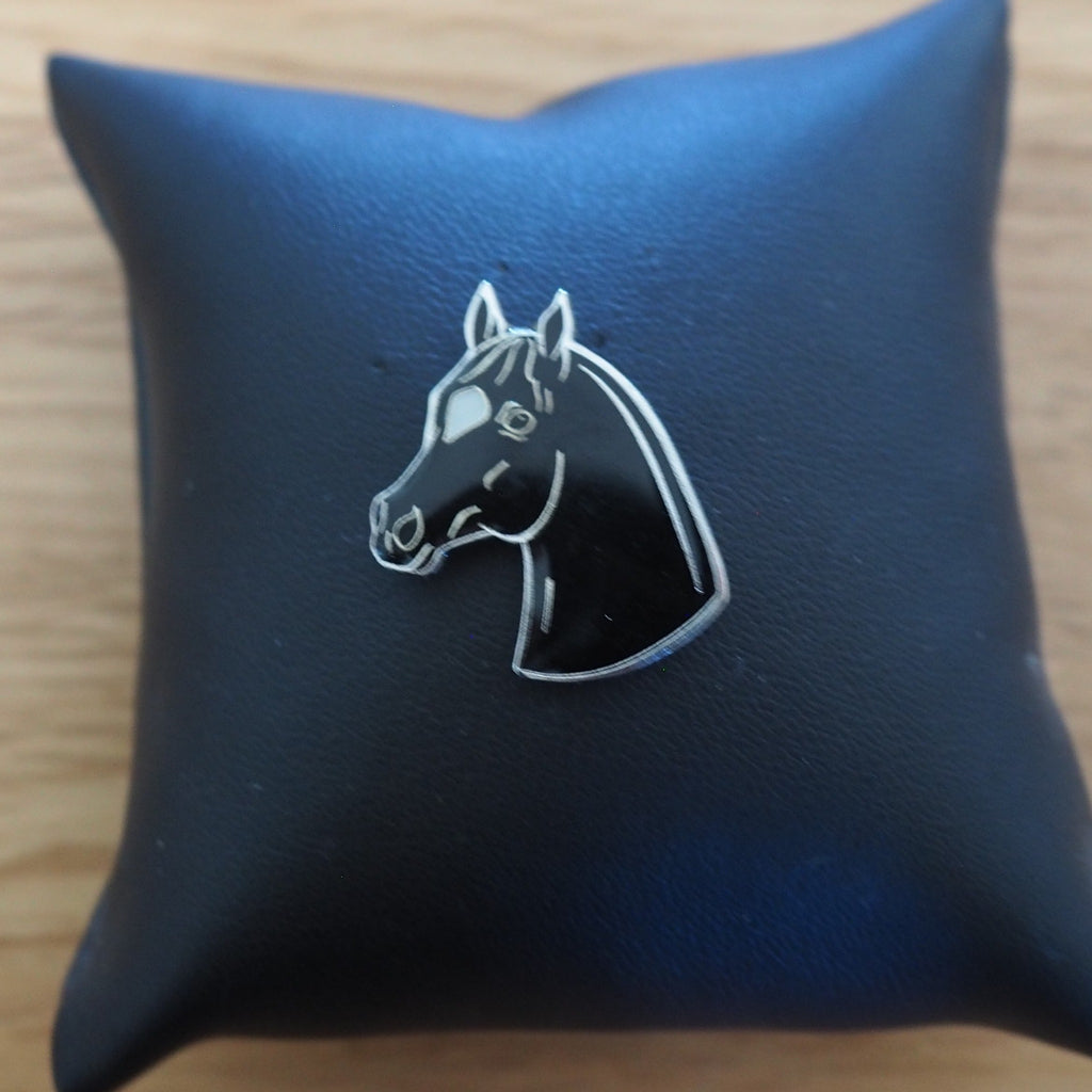 Black Horse Head Lapel Pin