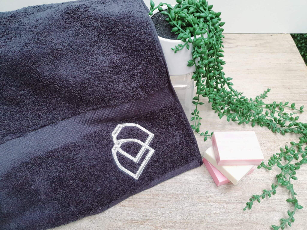 Black Royal Ascot Towels - Silver Stirrups  Design