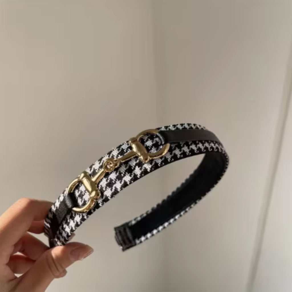 Black & White Houndstooth  Snaffle Bit Headband