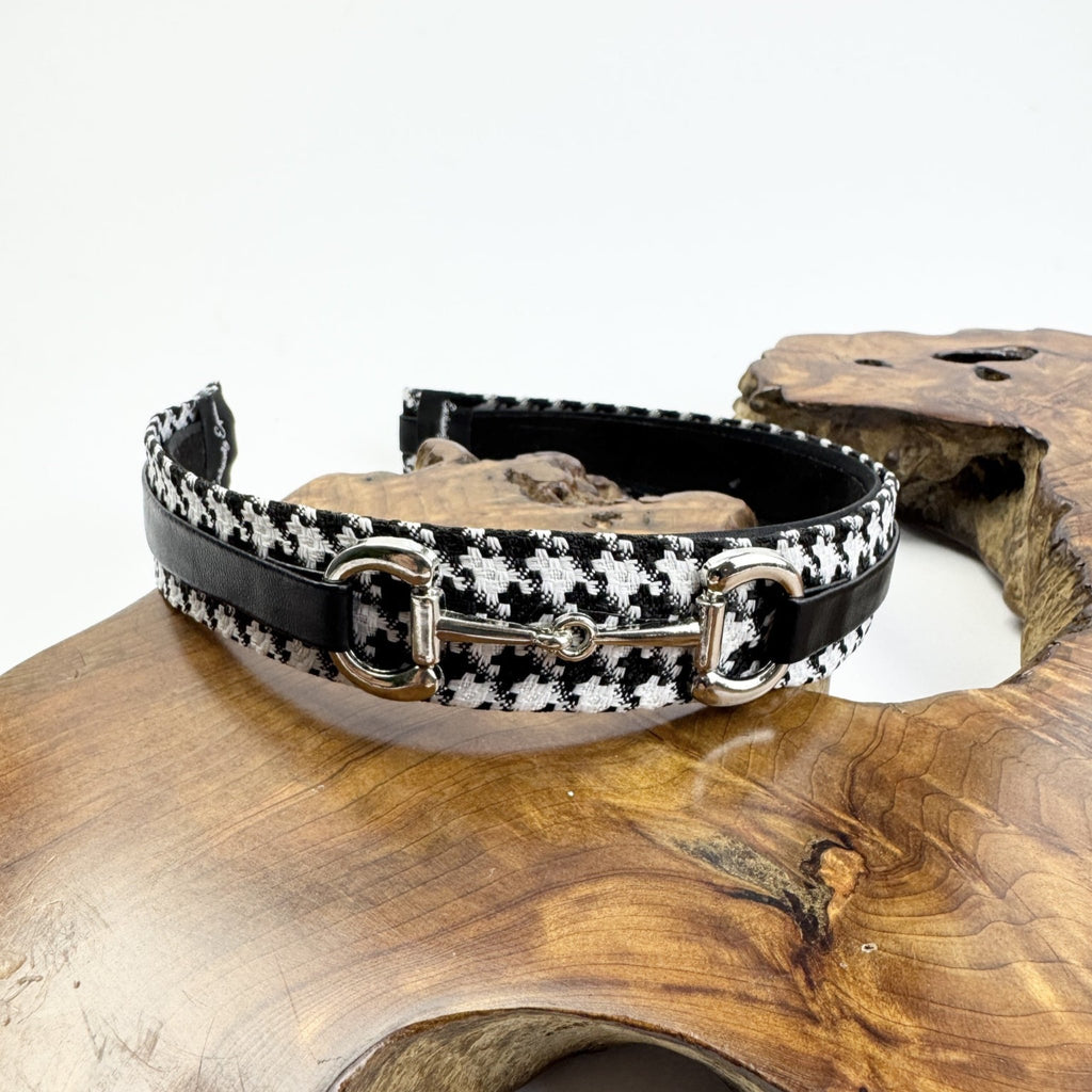 Black & White Houndstooth  Snaffle Bit Headband