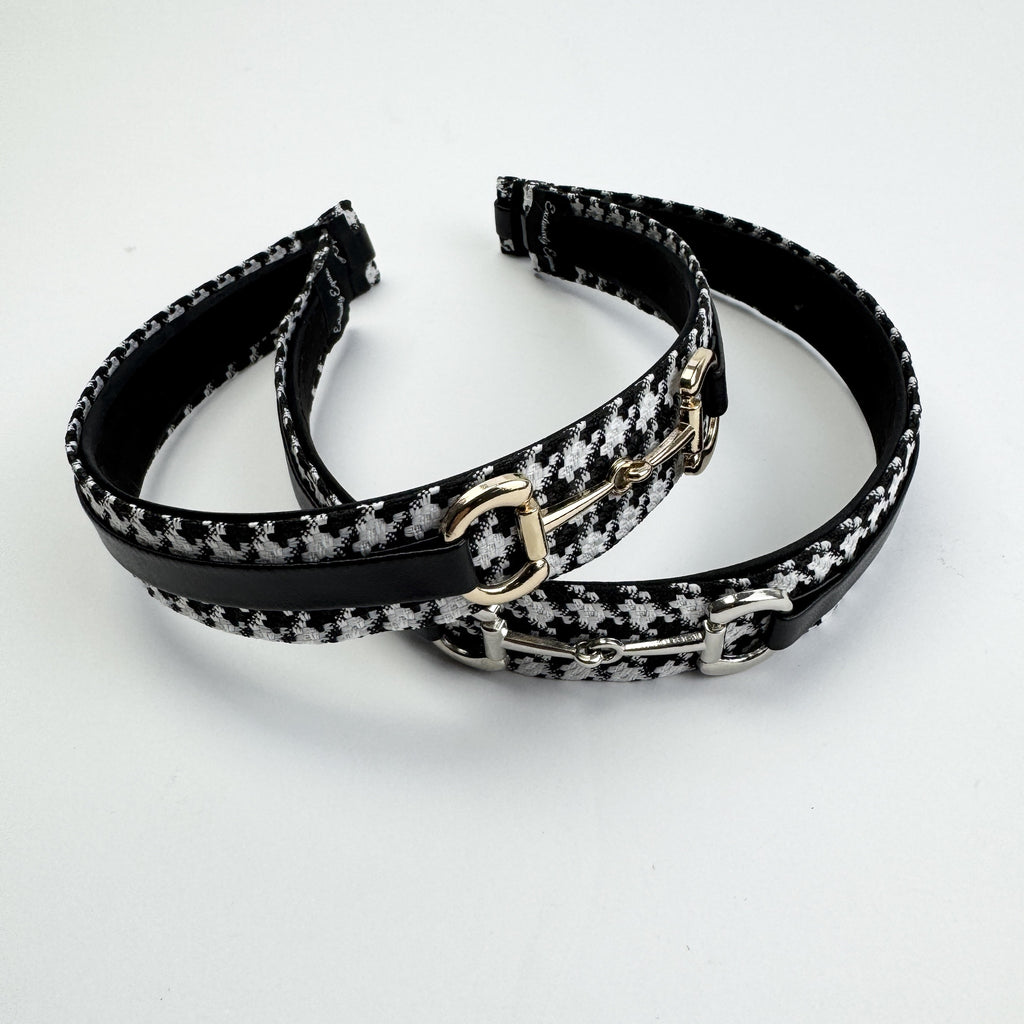 Black & White Houndstooth  Snaffle Bit Headband
