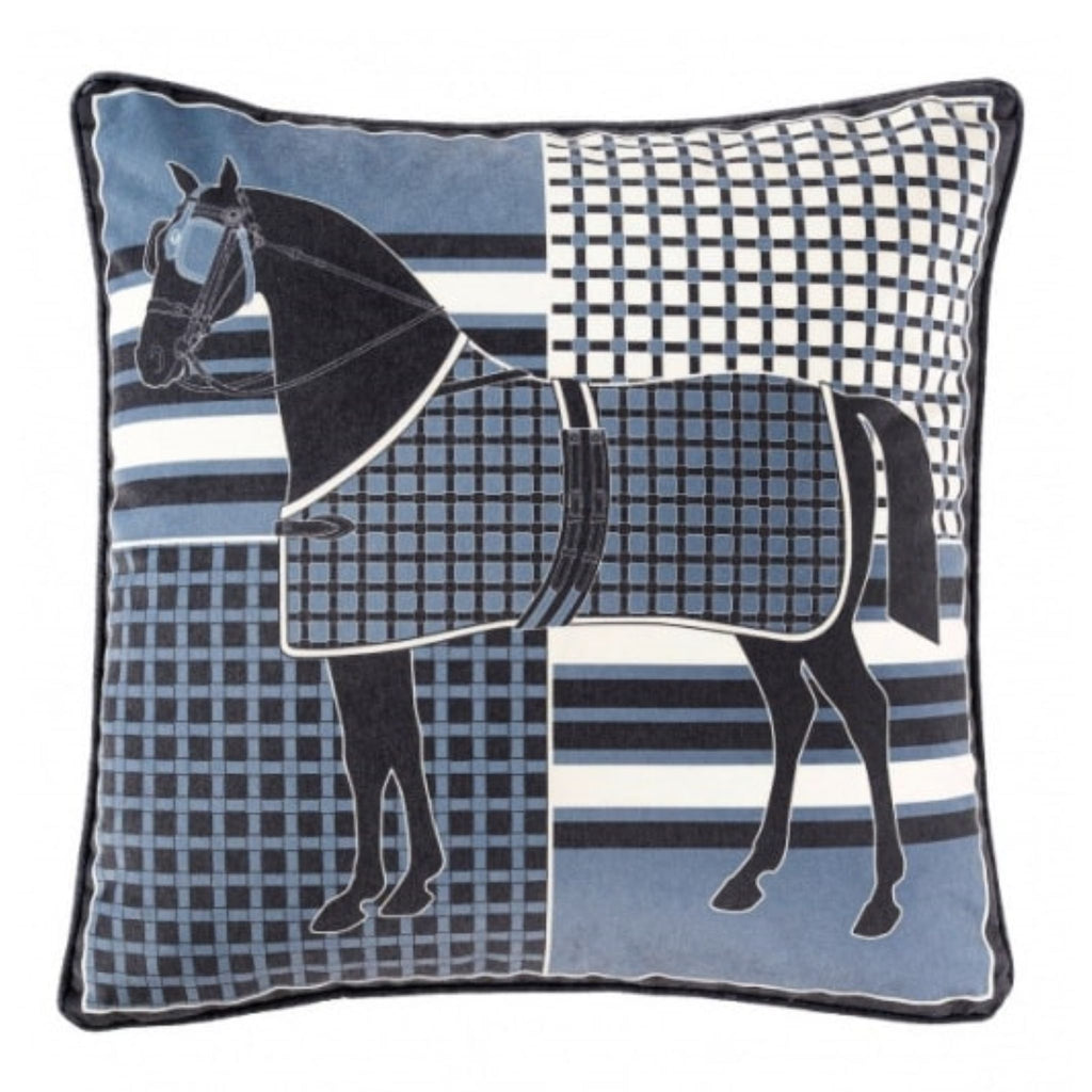 Blue Blanket Horse Cushion