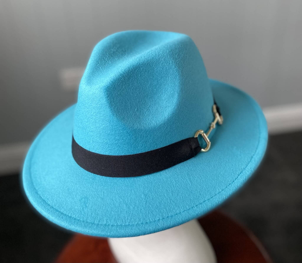 Blue Panama Hat  -Snaffle Bit Band - Large