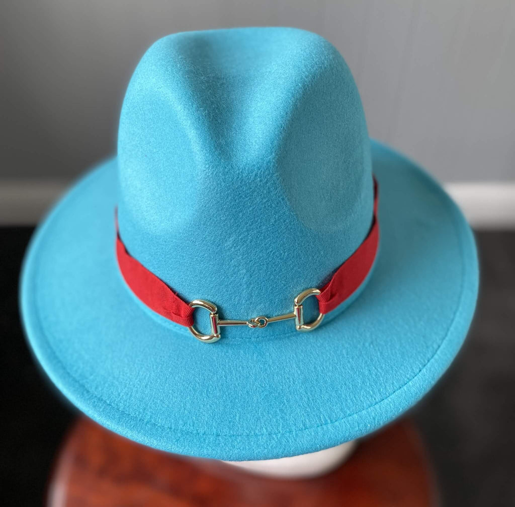 Blue Panama Hat  -Snaffle Bit Band - Large