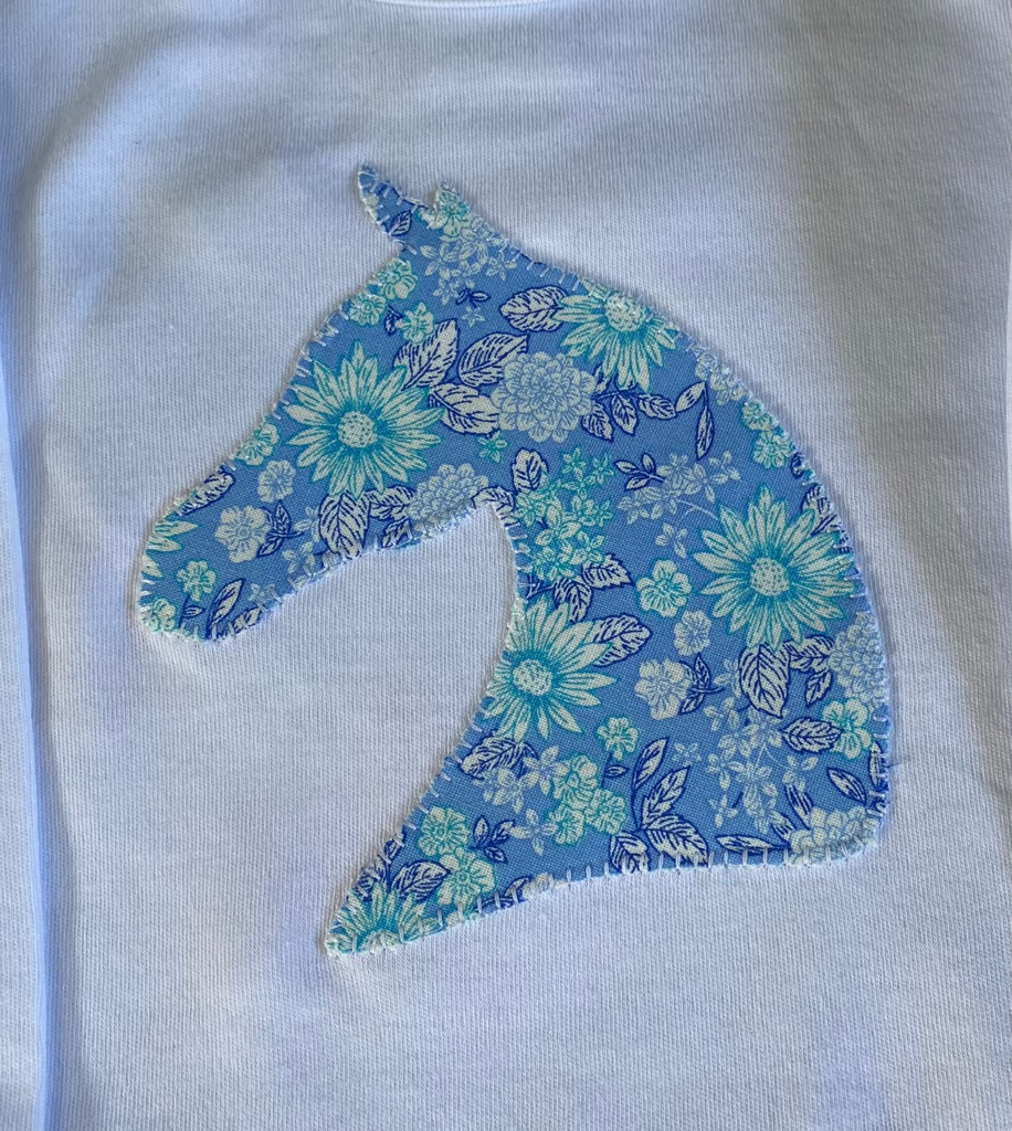 Blue Floral  HorseHead Onesie