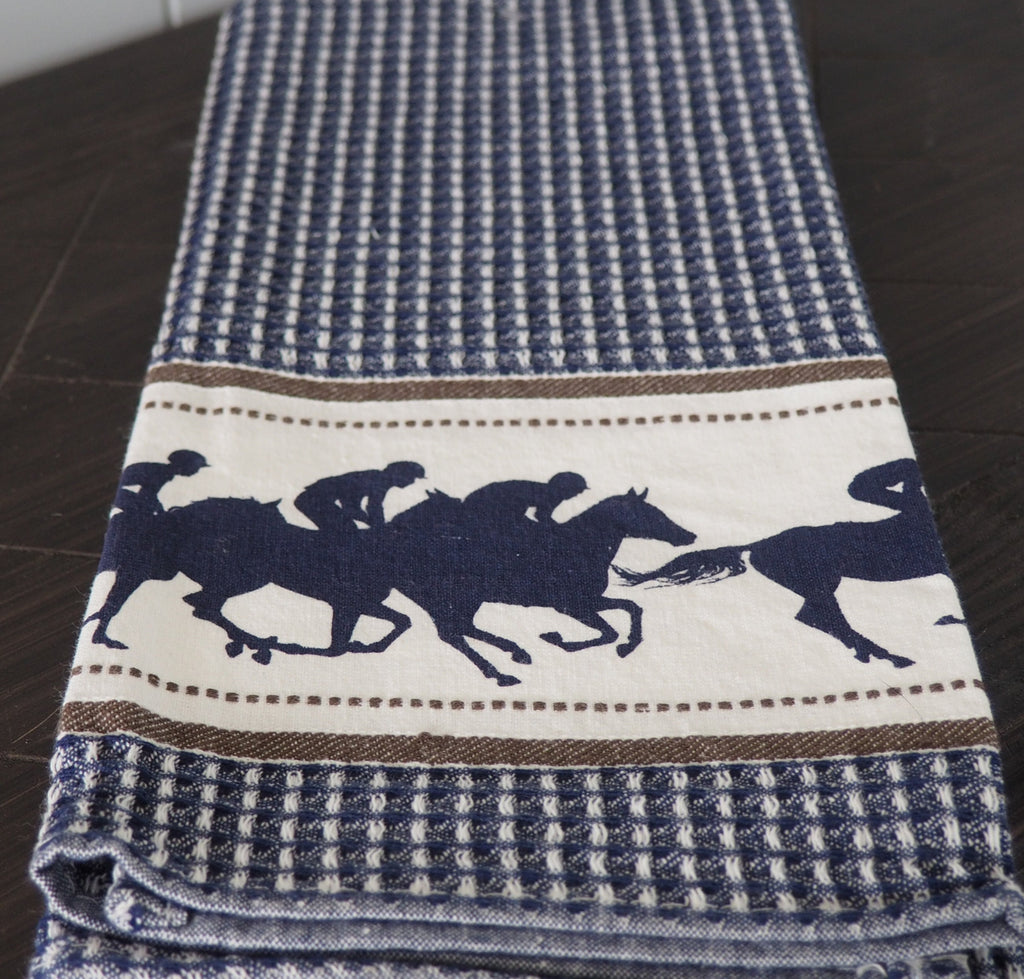 Blue Racehorse Tea Towel