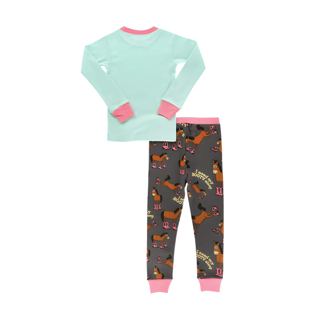 Booty Sleep Mint Kid's Long Sleeve Horse PJ's