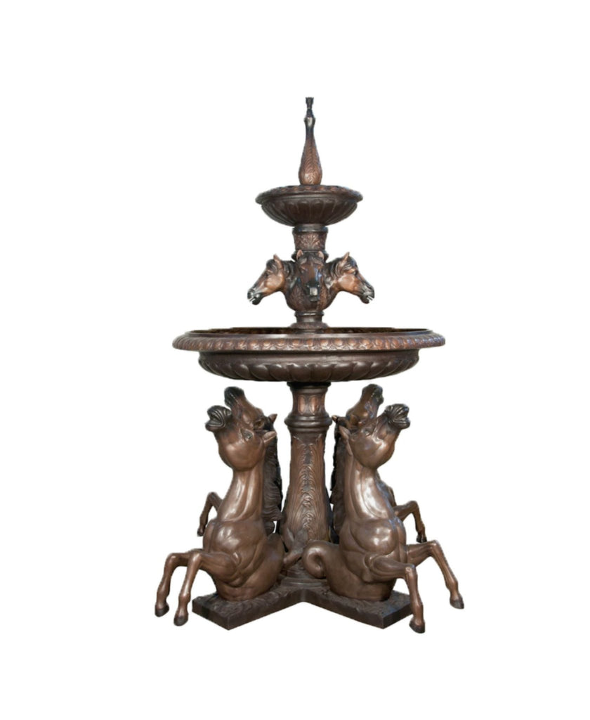 Bronze 2 Tiered Horse Fountain Statue