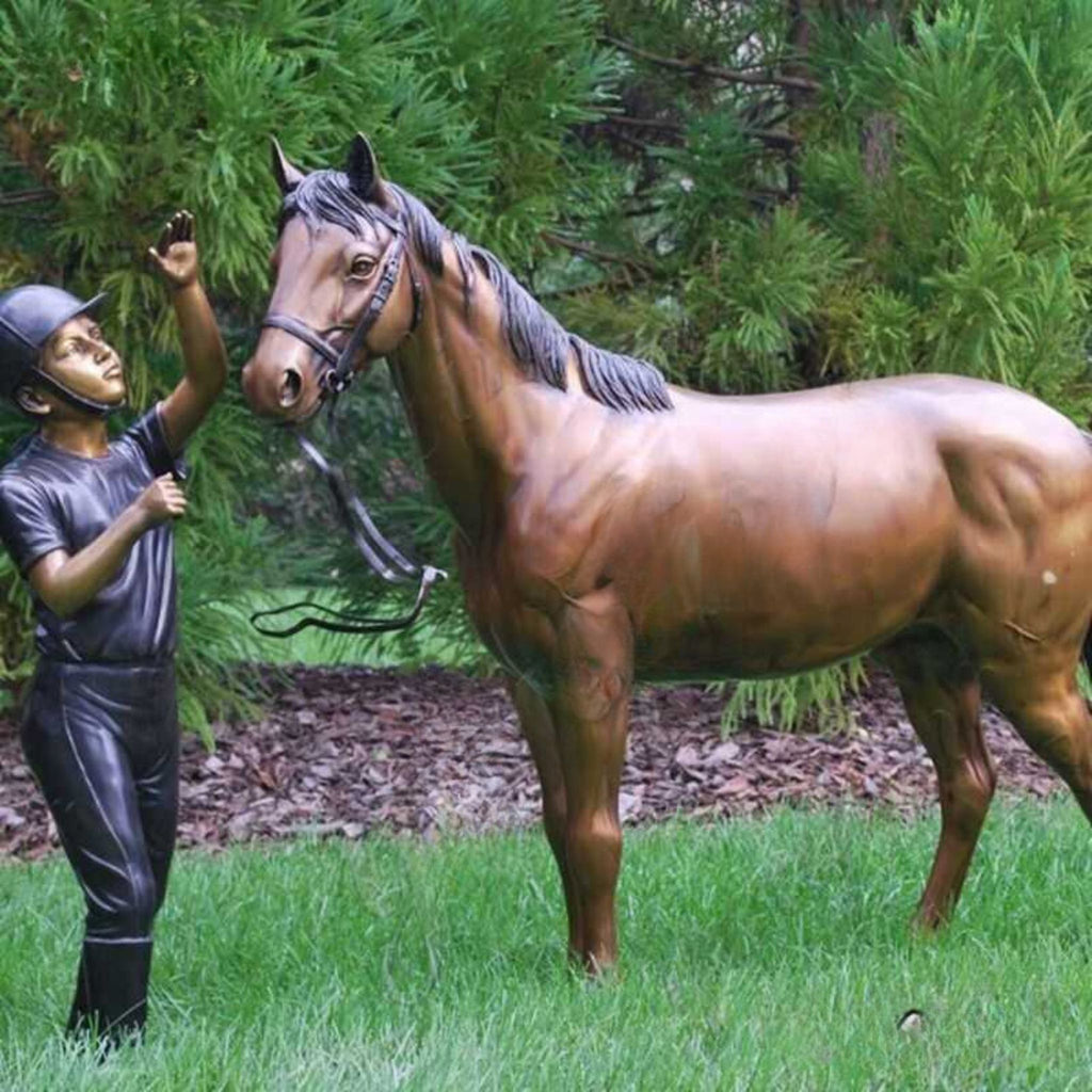 Bronze Horses & People Statues