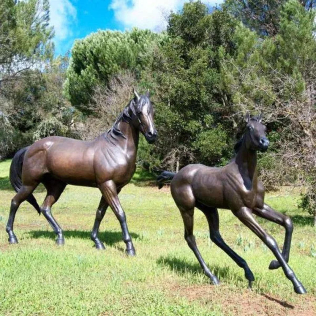 Bronze Mare & Foal Statues