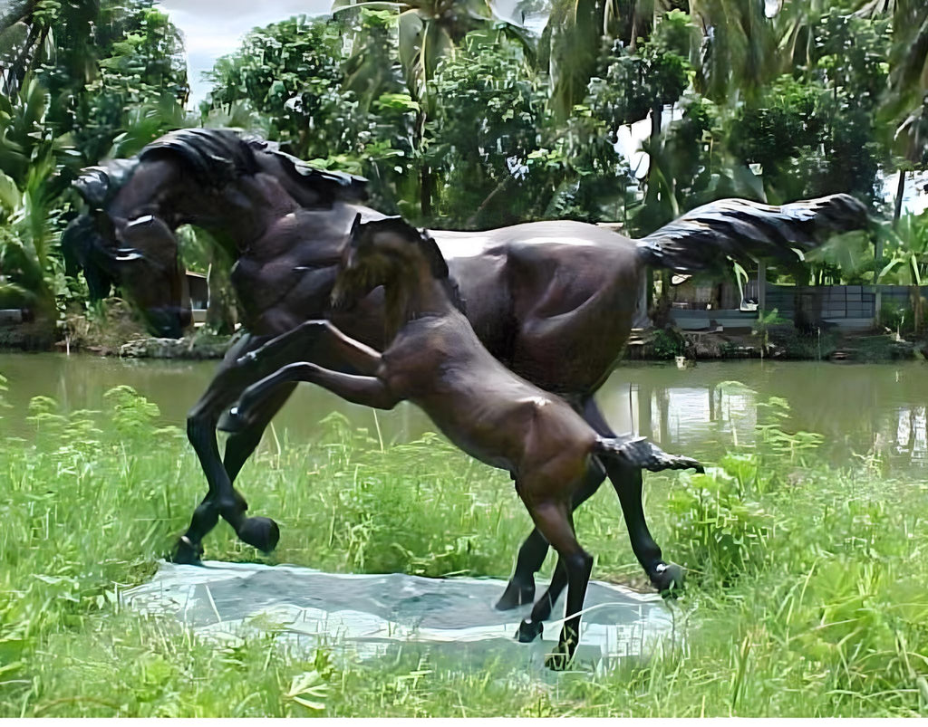 Bronze Mare & Foal Statue