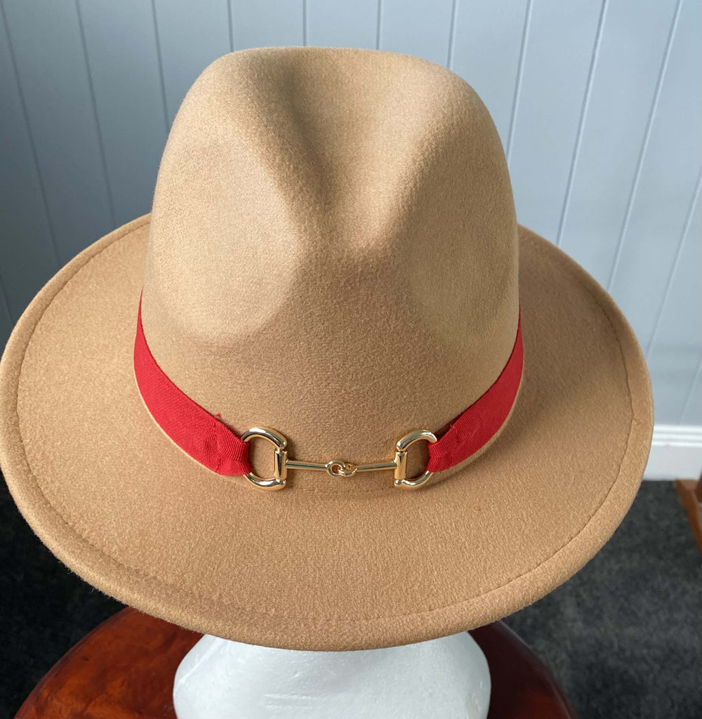 Camel Panama Hat Snaffle Bit Band - Medium