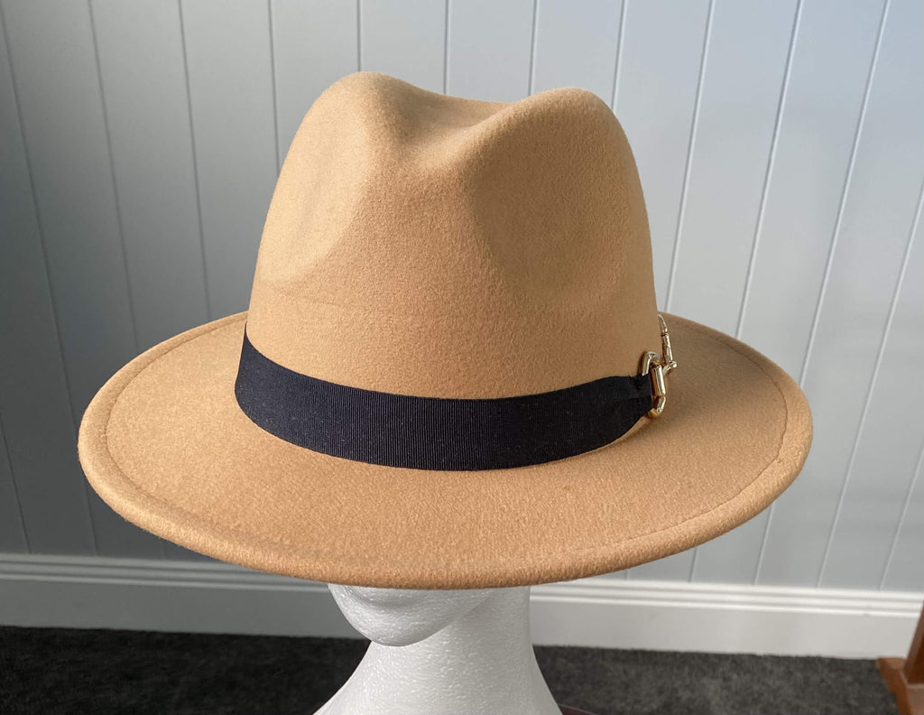 Camel Panama Hat Snaffle Bit Band - Medium