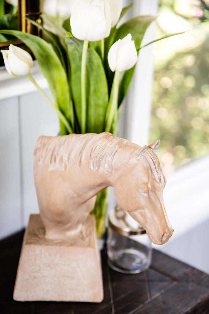 Ceffyl  Horse Head Statue - Sandstone