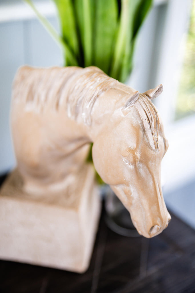 Ceffyl  Horse Head Statue - Sandstone