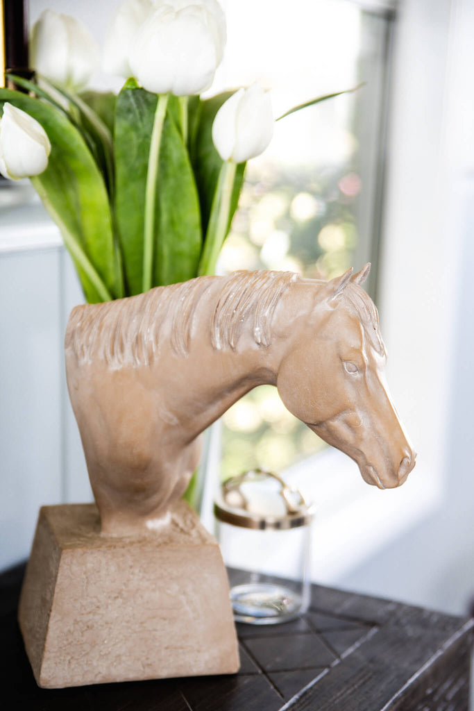 Ceffyl  Horse Head Statue - Sandstone