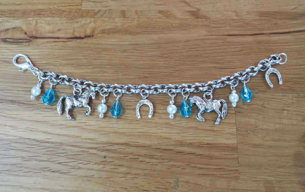 Childrens Equestrian Bracelet  - Aqua & Pearl