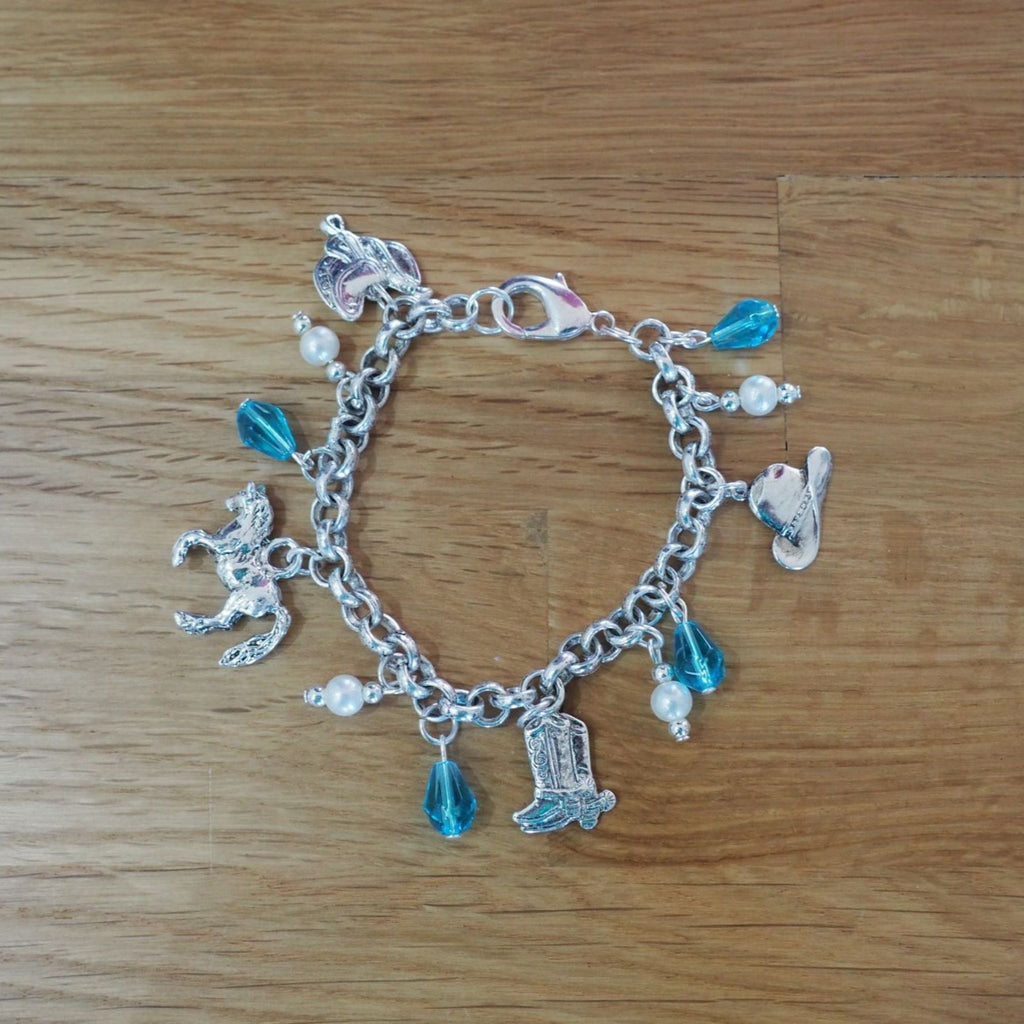 Childrens Western Bracelet  - Aqua & Pearl