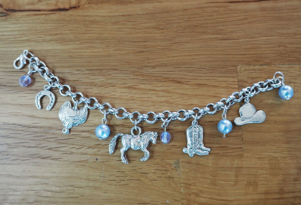 Childrens Western Bracelet  - Lilac &  Pale Blue Pearl