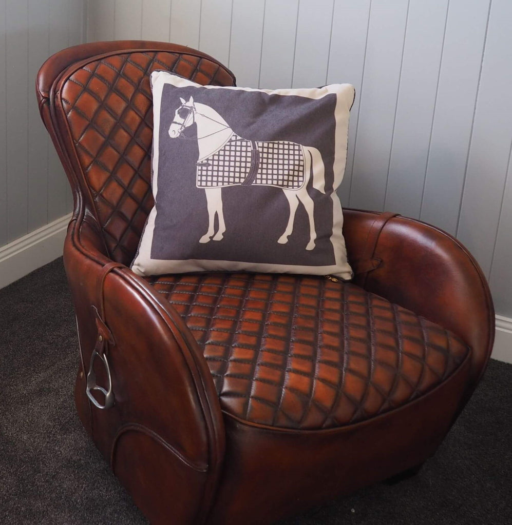 Heritage Luxe Charcoal Classic Horse  Cushion