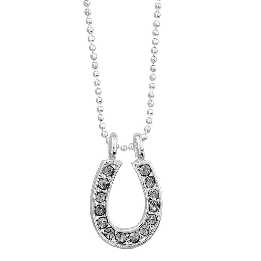 Clear Rhinestone Horse Shoe Necklace in Gift Box