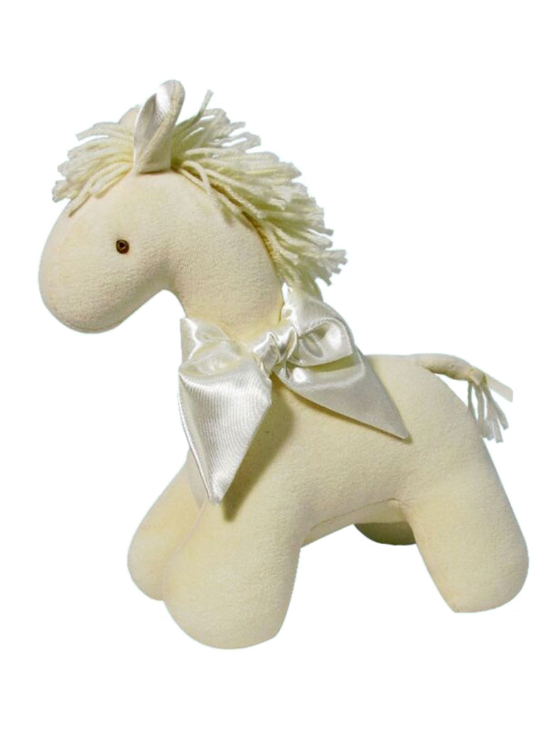 Cream Velvet  Horse Baby Rattle