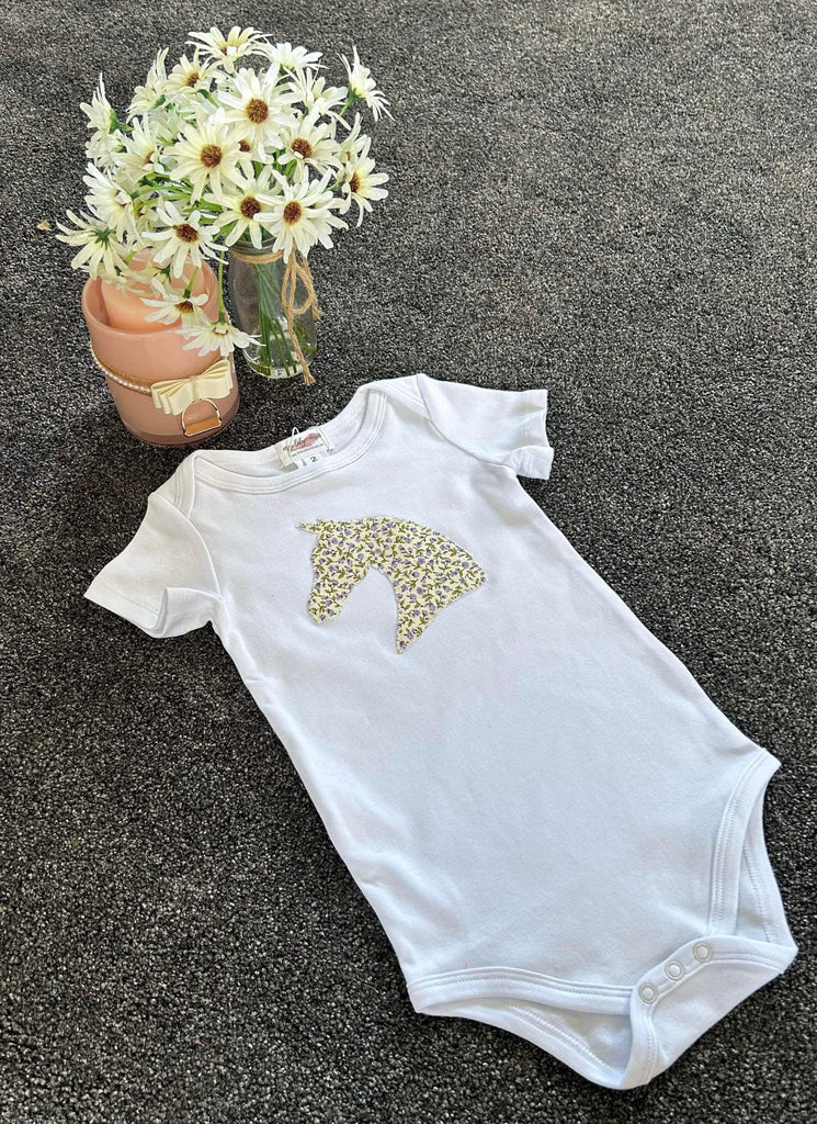 Cream & Lilac  Floral Horse Head Onesie