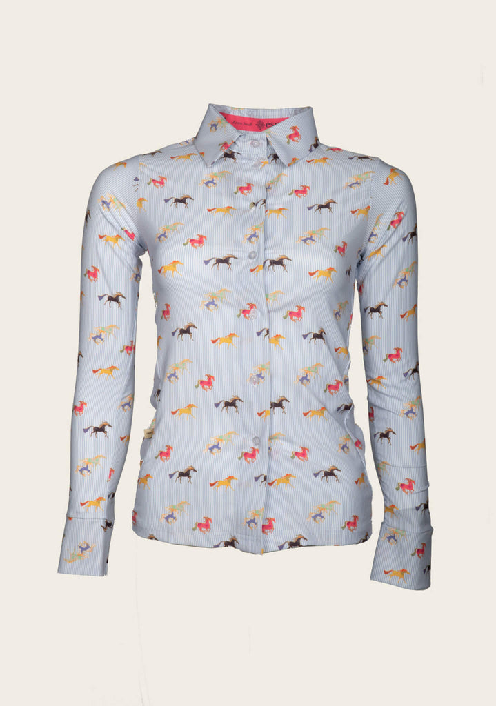 Espoir Colourful Horses Button Shirt