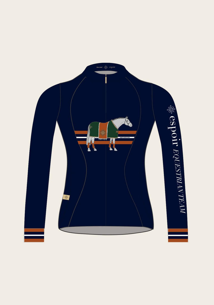 Espoir Tan Horses Quarter Zip Shirt