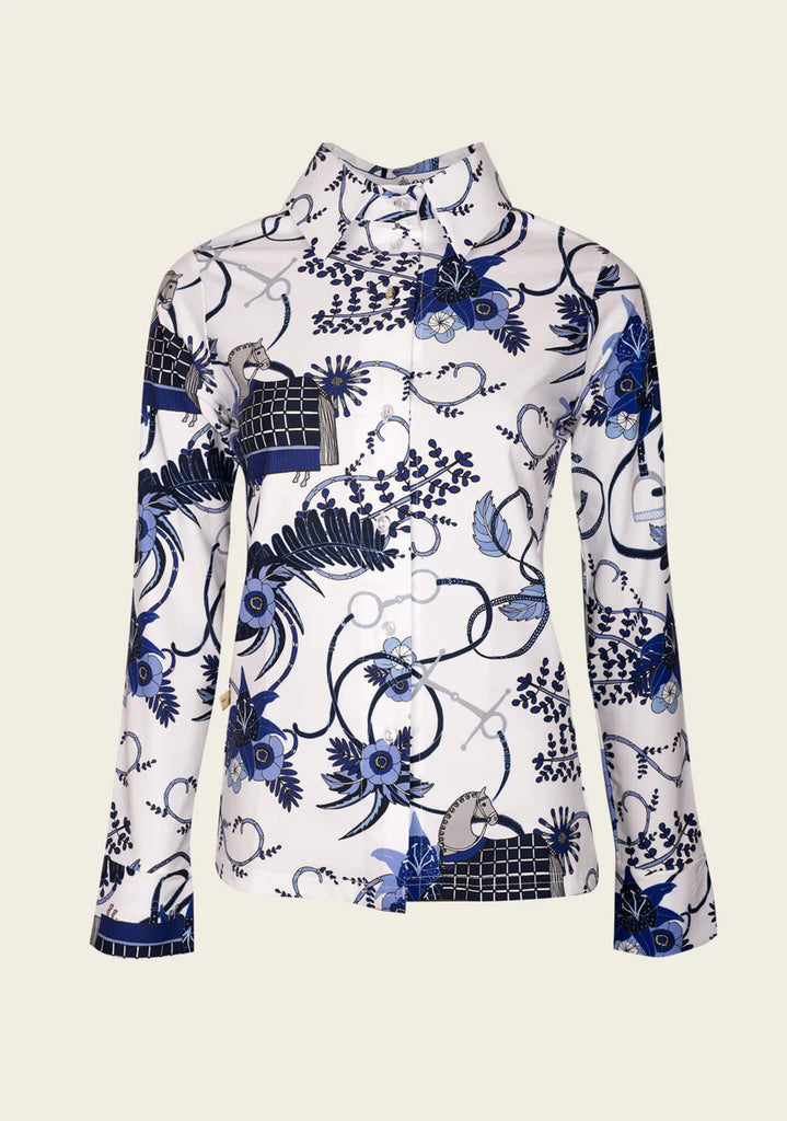 Espoir United  Botanical Blue Button Shirt