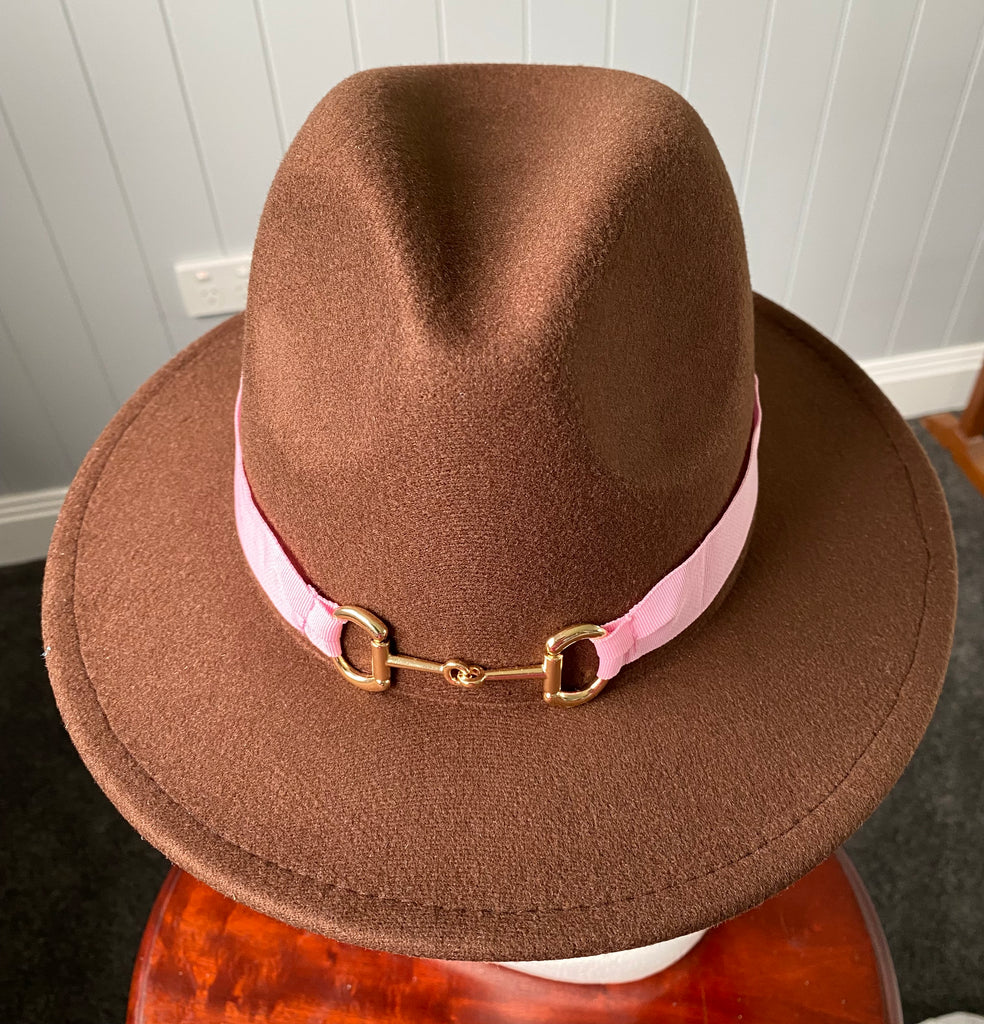 Brown Panama Hat Snaffle Bit Band - Large