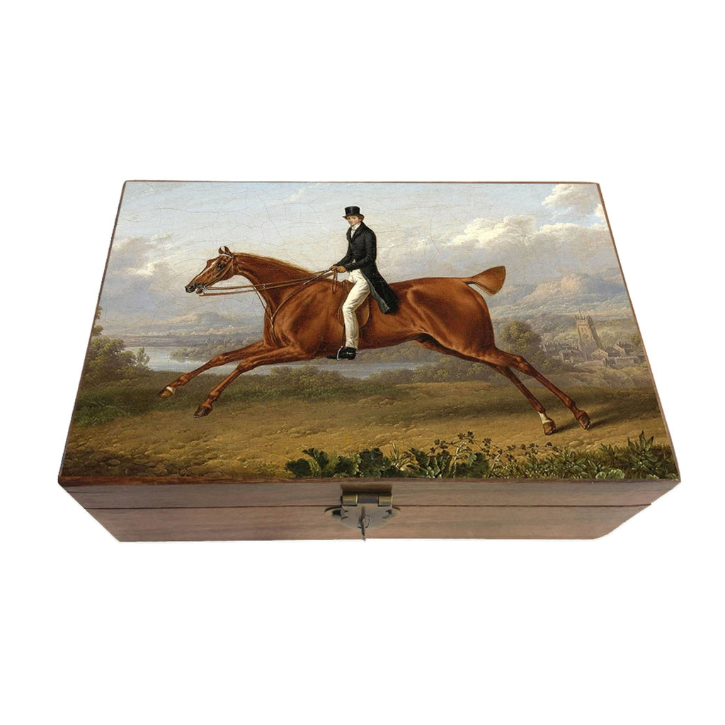 Gentleman On Galloping Horse Wood Decorative Trinket Boxes