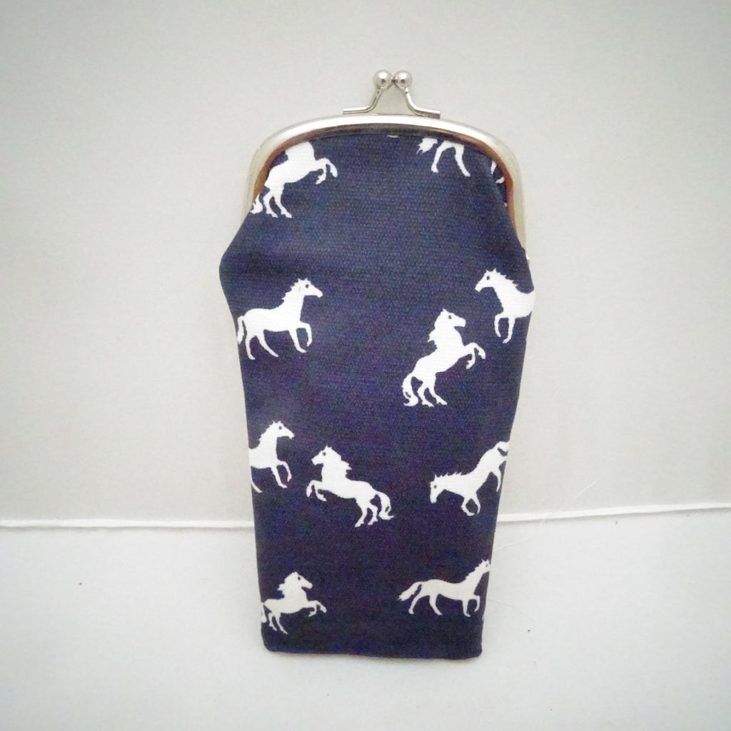 Navy Horse Glasses Case