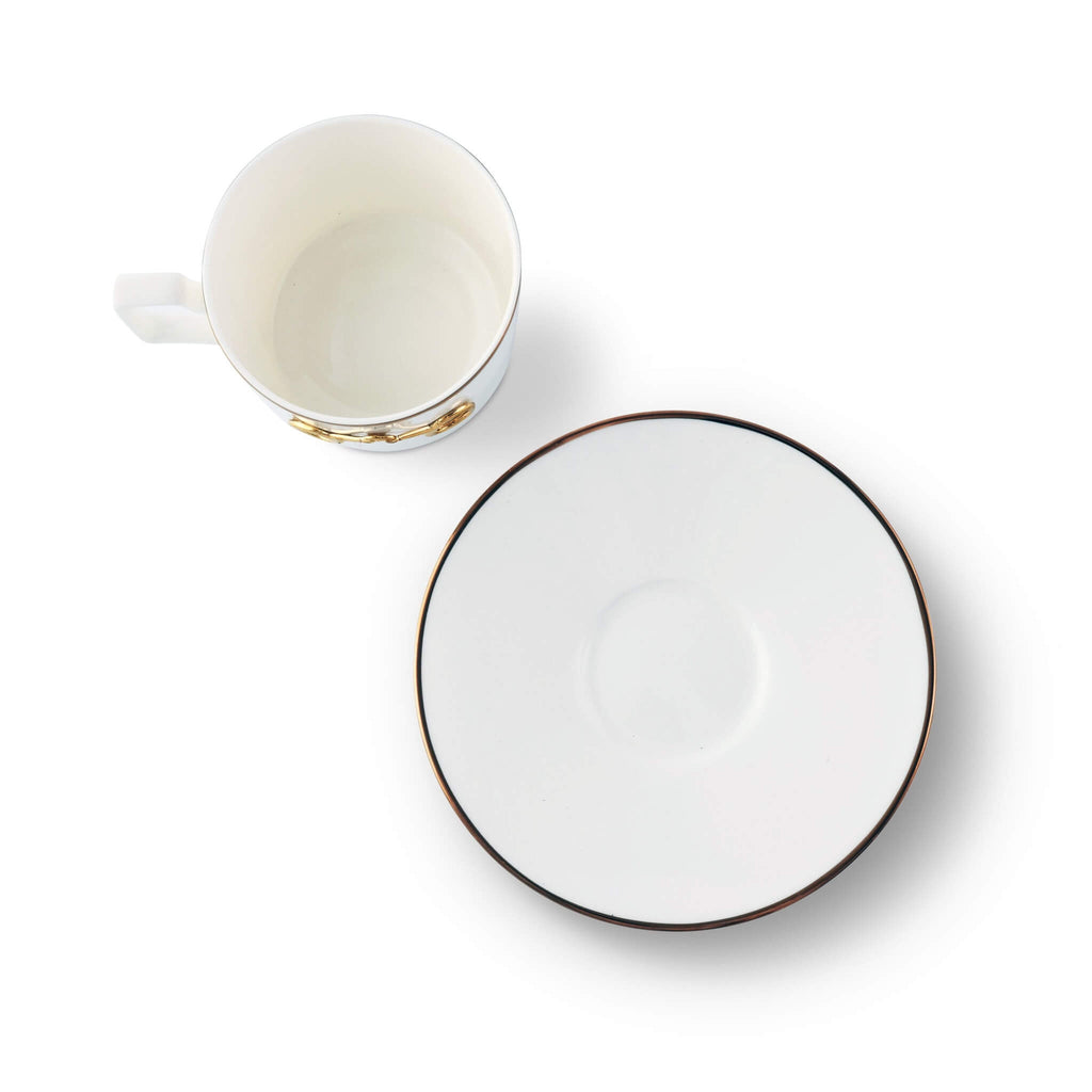 Gold Bit Fine Bone China Cup & Saucer